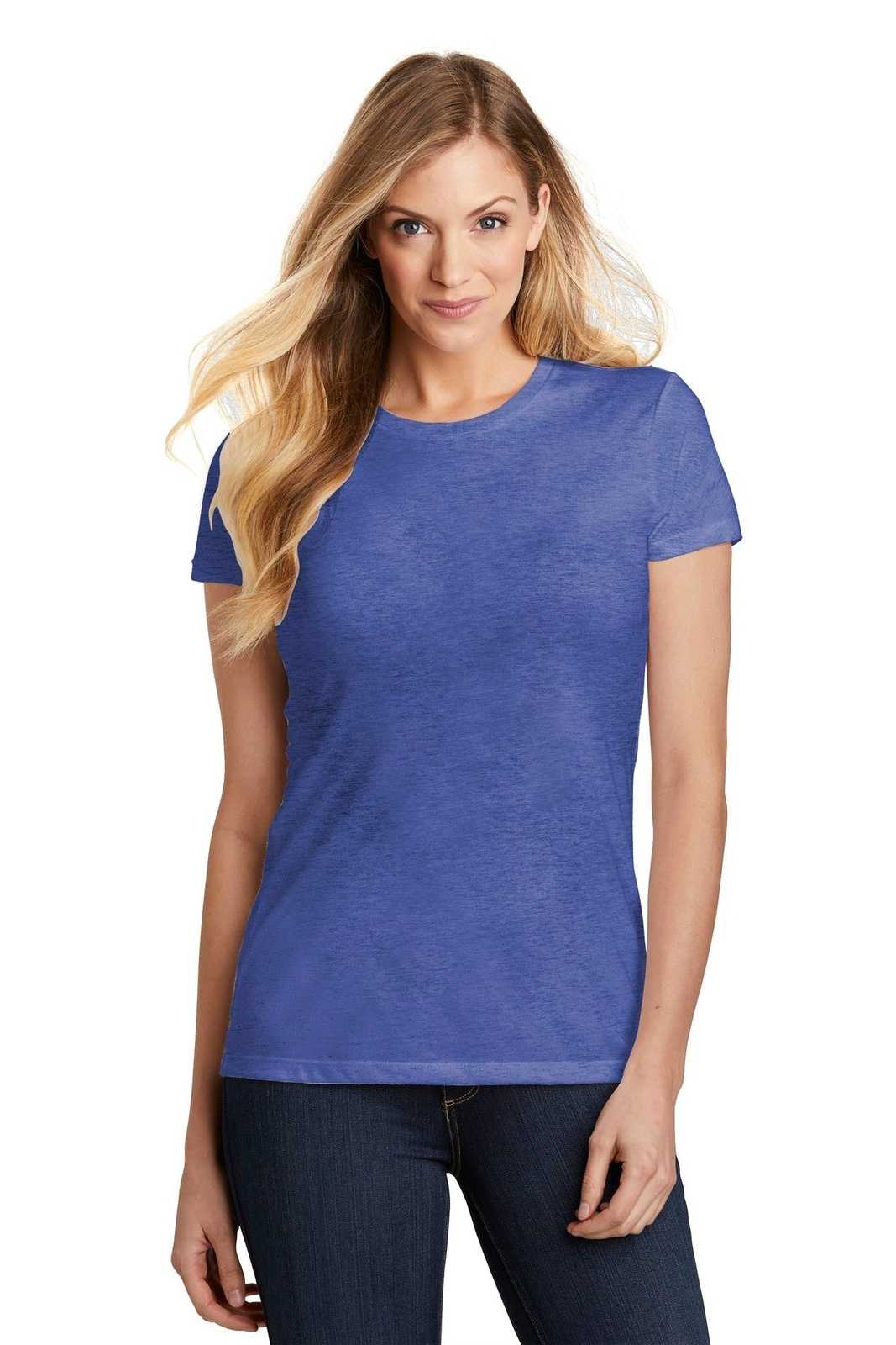 District DT155 Women&#39;s Fitted Perfect Tri Tee - Royal Frost - HIT a Double - 1
