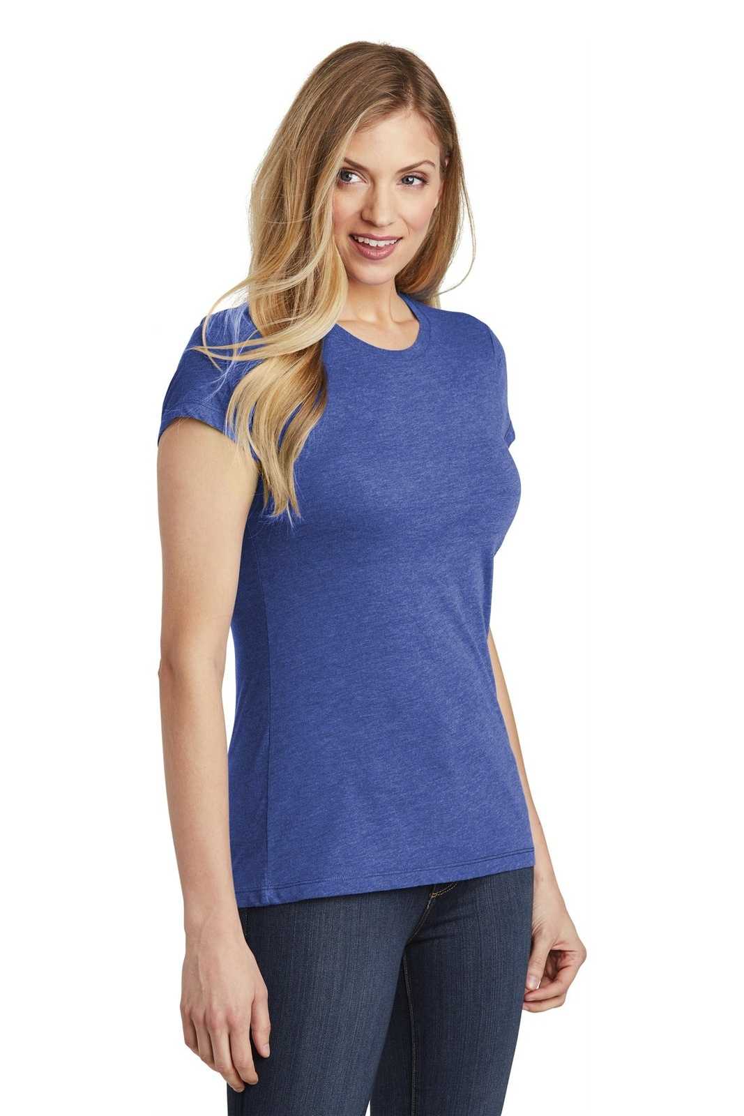 District DT155 Women&#39;s Fitted Perfect Tri Tee - Royal Frost - HIT a Double - 4