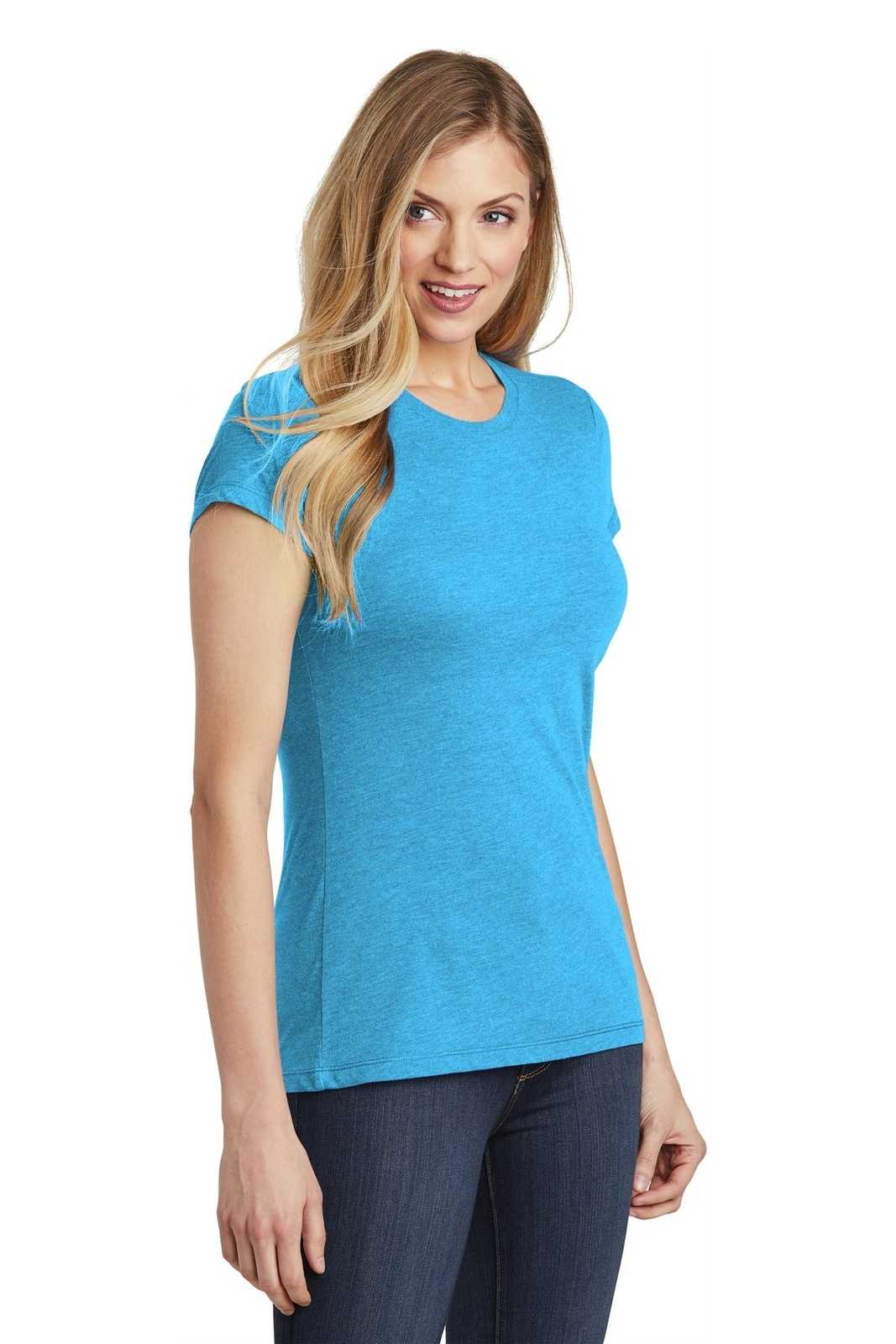 District DT155 Women&#39;s Fitted Perfect Tri Tee - Turquoise Frost - HIT a Double - 4