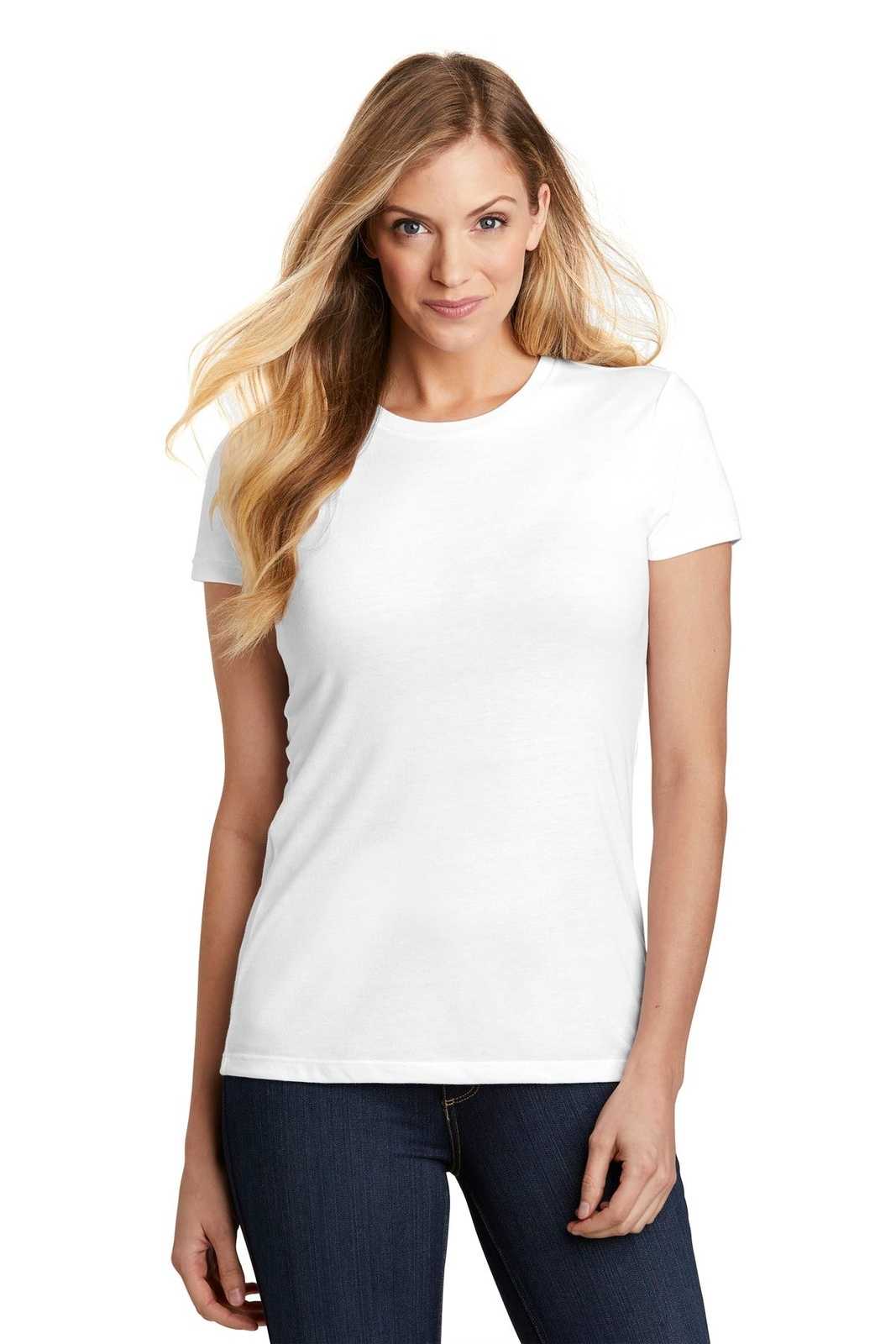 District DT155 Women&#39;s Fitted Perfect Tri Tee - White - HIT a Double - 1