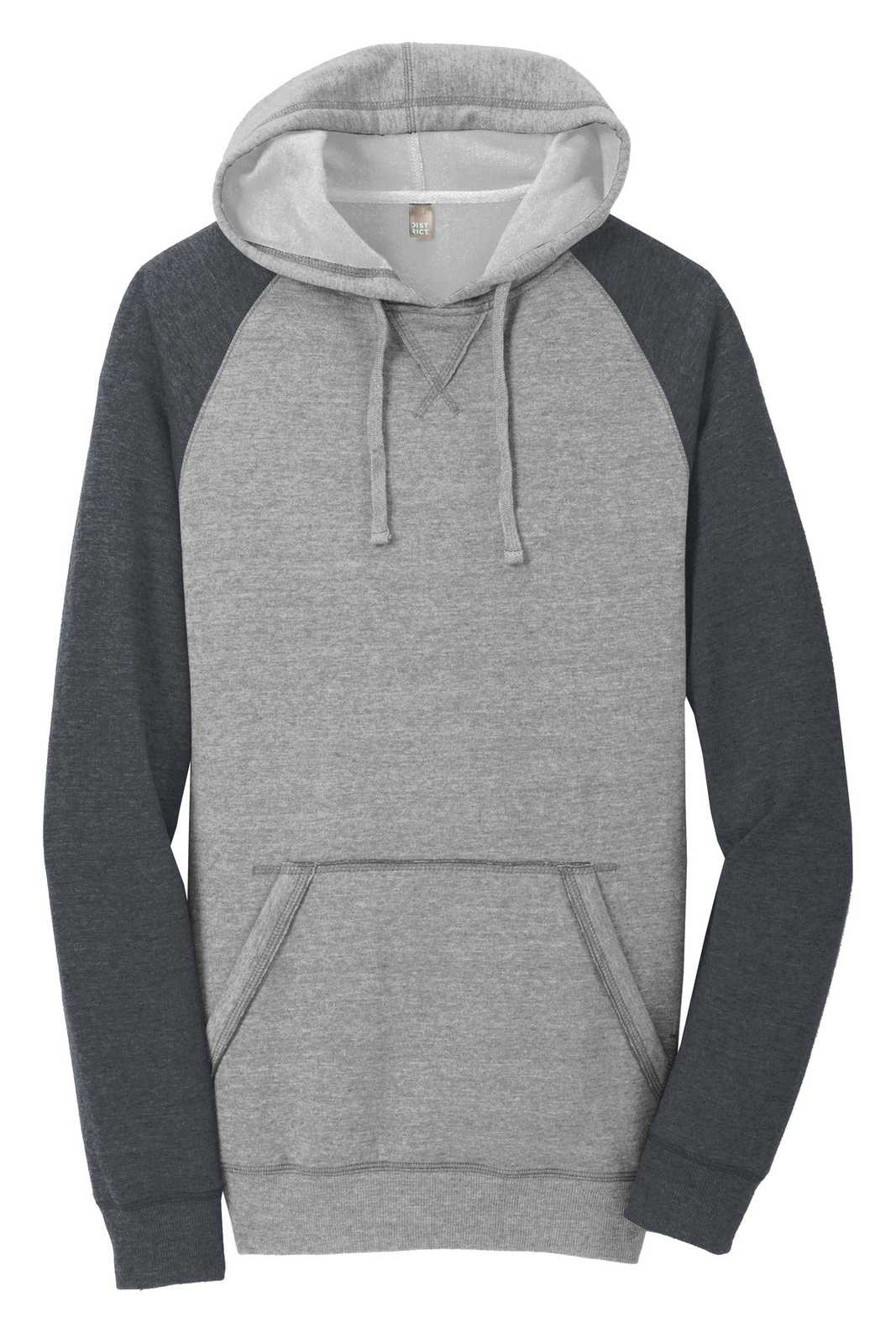 District DT196 Young Mens Lightweight Fleece Raglan Hoodie - Heathered Gray Heathered Charcoal - HIT a Double - 5