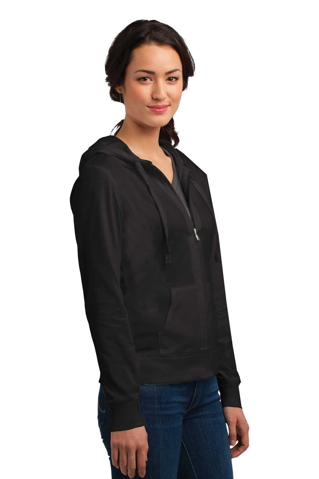 District DT2100 Women&#39;s Fitted Jersey Full-Zip Hoodie - Black - HIT a Double - 4