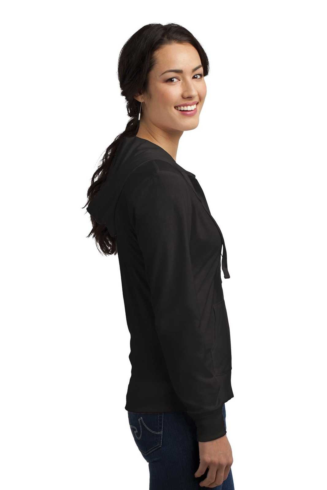 District DT2100 Women&#39;s Fitted Jersey Full-Zip Hoodie - Black - HIT a Double - 3