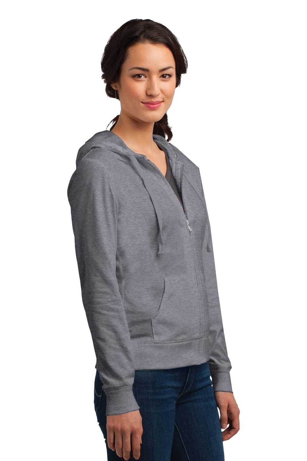 District DT2100 Women&#39;s Fitted Jersey Full-Zip Hoodie - Dark Heather Gray - HIT a Double - 4