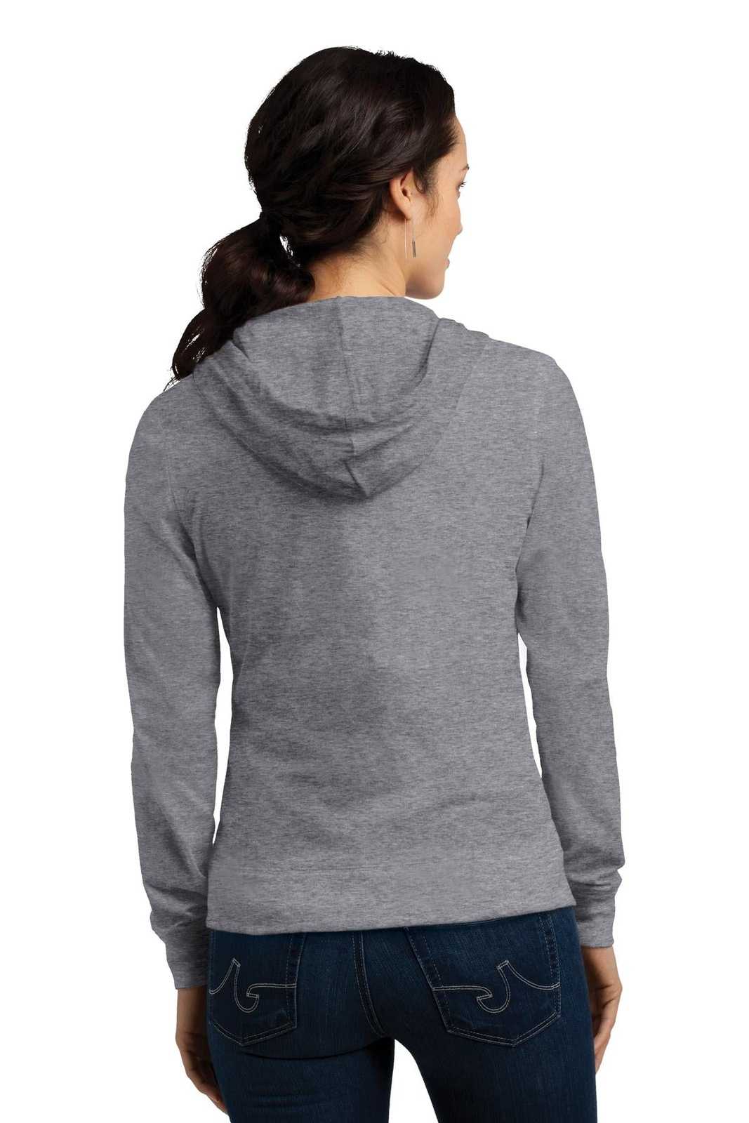 District DT2100 Women's Fitted Jersey Full-Zip Hoodie - Dark Heather Gray - HIT a Double - 1
