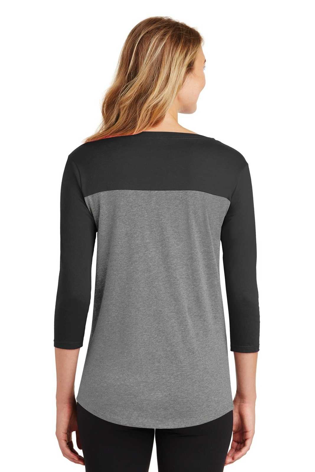 District DT2700 Women&#39;s Rally 3/4-Sleeve Tee - Black Gray Frost - HIT a Double - 2