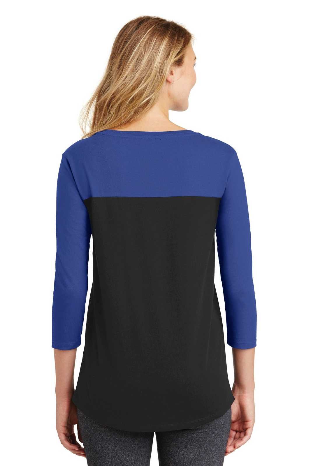 District DT2700 Women's Rally 3/4-Sleeve Tee - Deep Royal Black - HIT a Double - 1