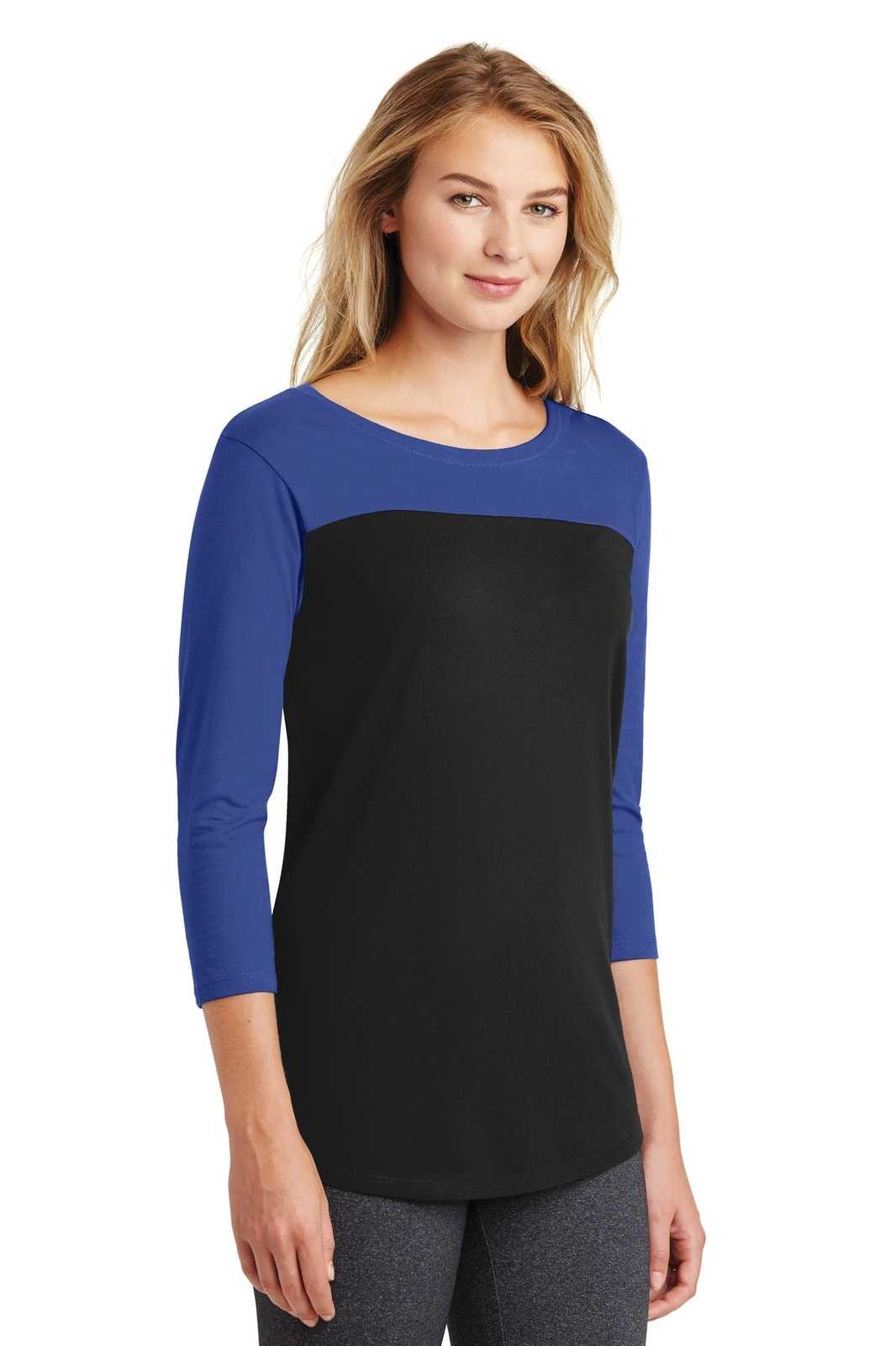 District DT2700 Women&#39;s Rally 3/4-Sleeve Tee - Deep Royal Black - HIT a Double - 4