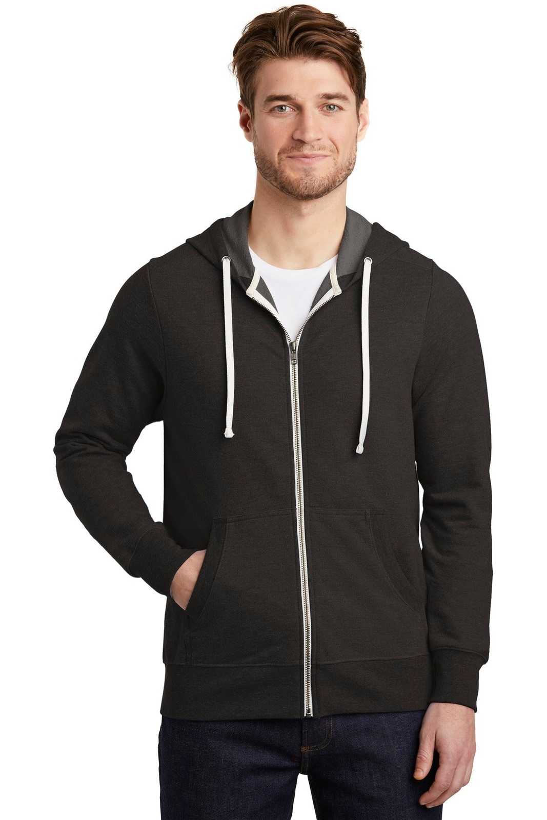 District DT356 Perfect Tri French Terry Full-Zip Hoodie - Black - HIT a Double - 1