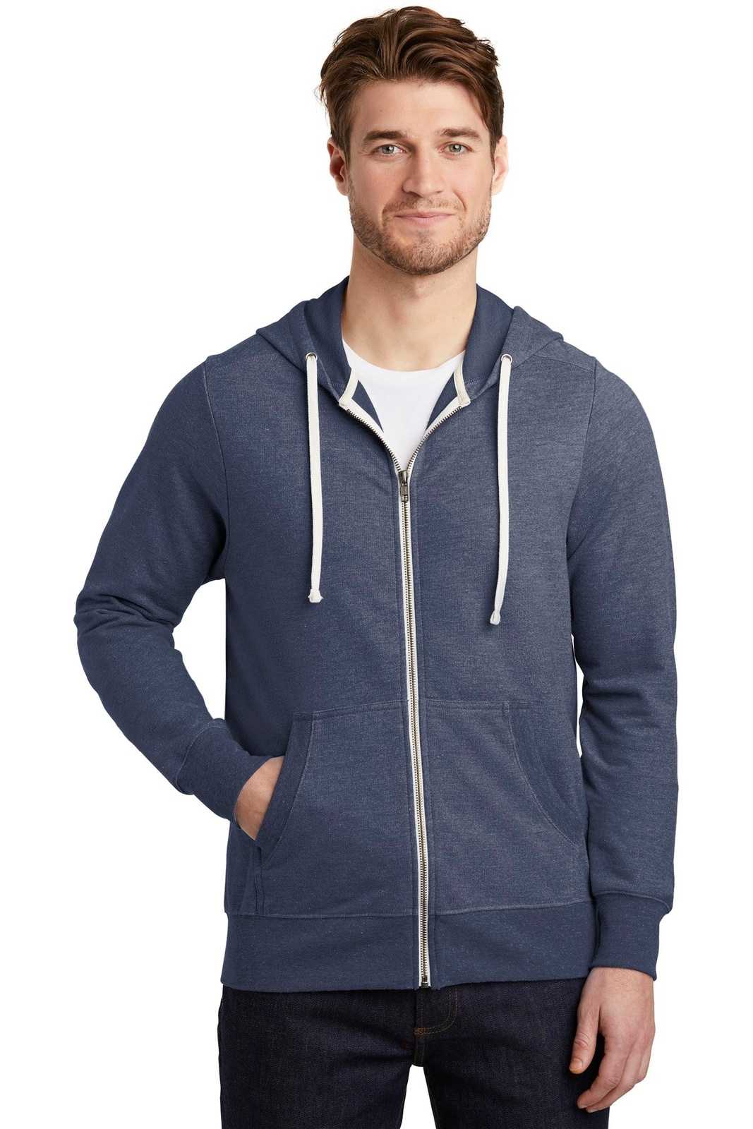 District DT356 Perfect Tri French Terry Full-Zip Hoodie - New Navy - HIT a Double - 1