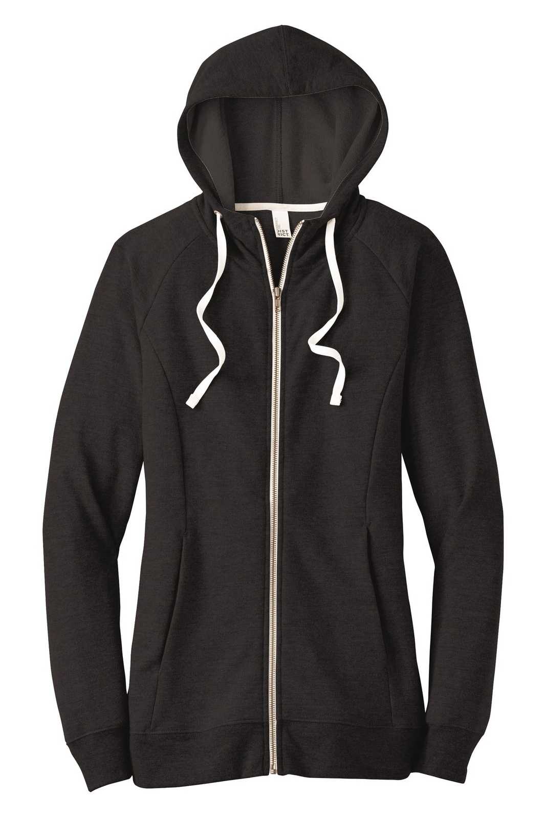 District DT456 Women&#39;s Perfect Tri French Terry Full-Zip Hoodie - Black - HIT a Double - 5