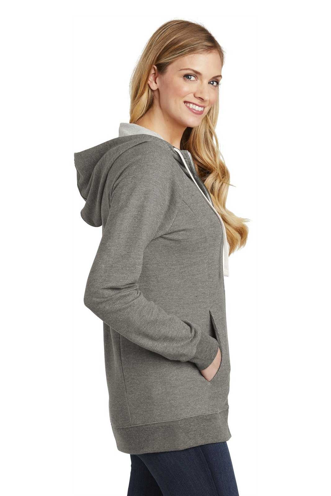 District DT456 Women&#39;s Perfect Tri French Terry Full-Zip Hoodie - Gray Frost - HIT a Double - 3