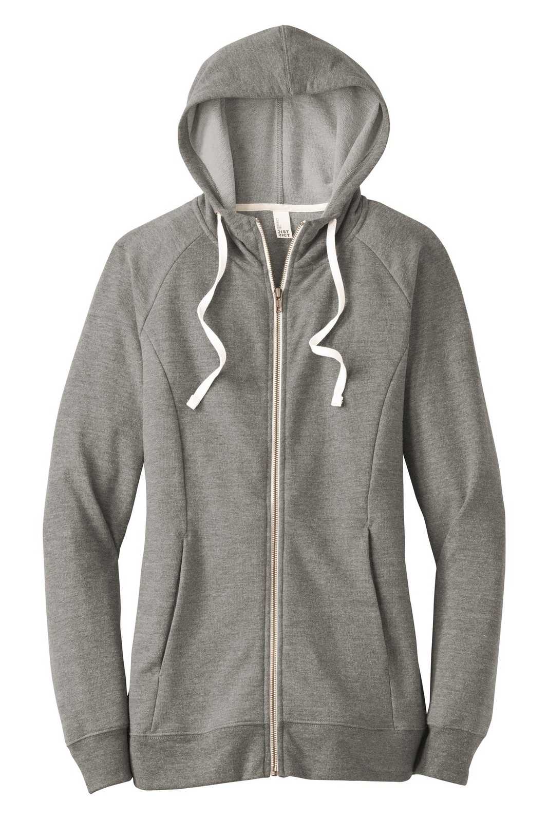 District DT456 Women&#39;s Perfect Tri French Terry Full-Zip Hoodie - Gray Frost - HIT a Double - 5
