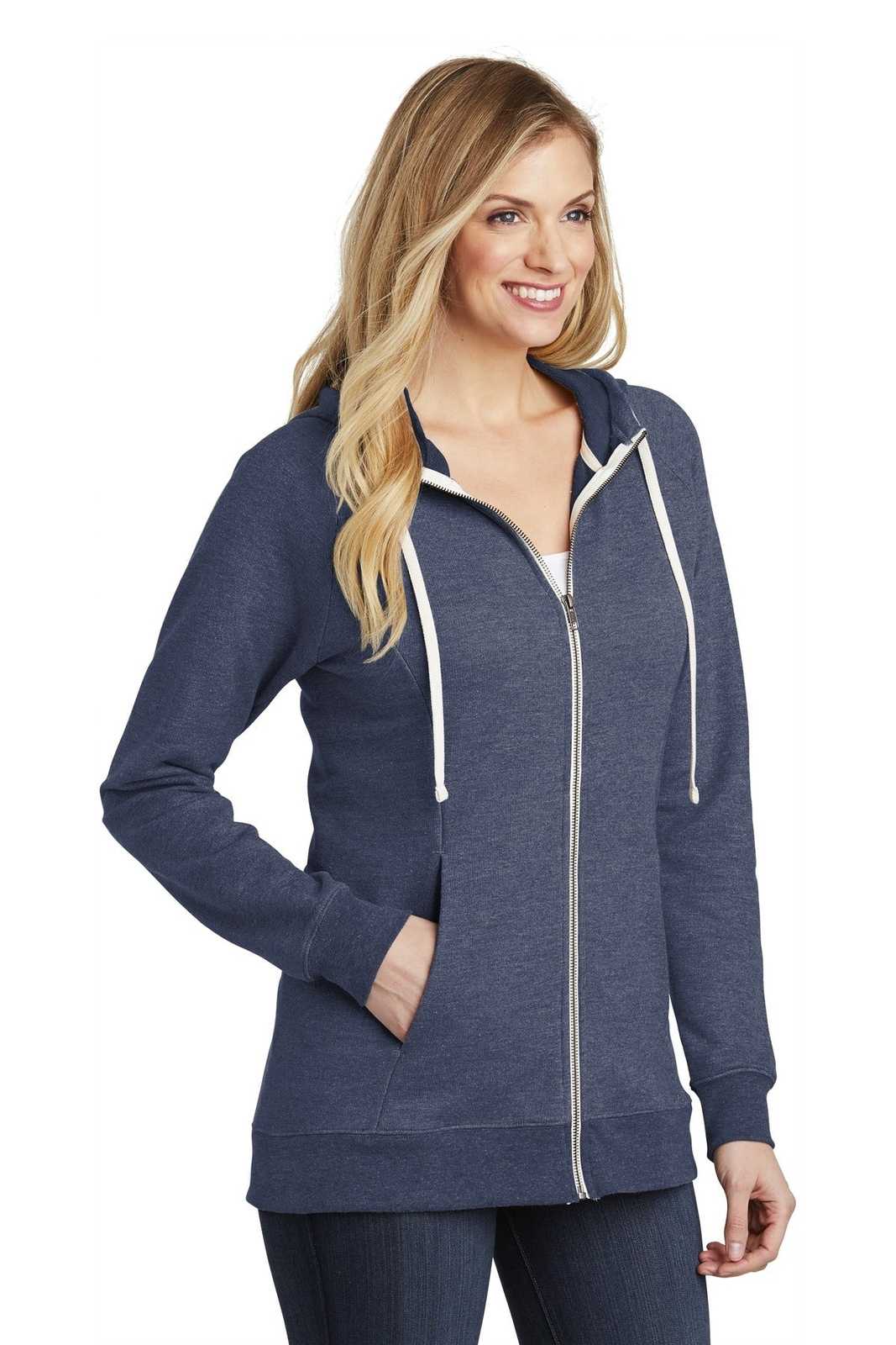 District DT456 Women&#39;s Perfect Tri French Terry Full-Zip Hoodie - New Navy - HIT a Double - 4