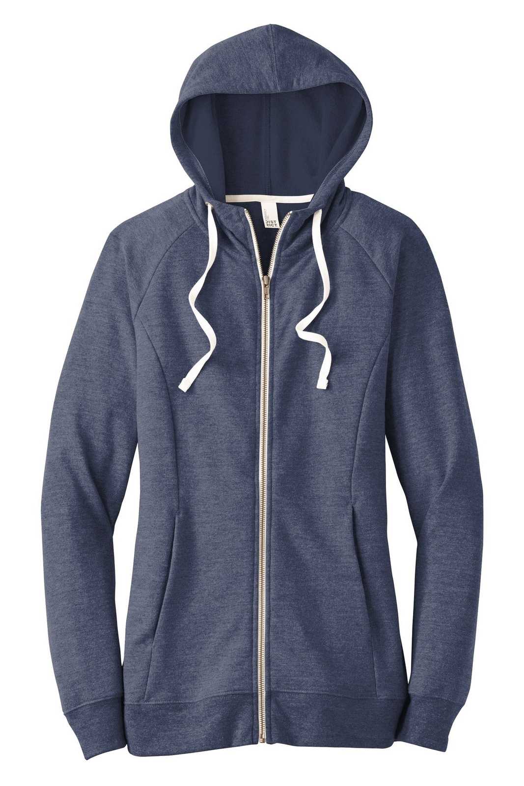 District DT456 Women&#39;s Perfect Tri French Terry Full-Zip Hoodie - New Navy - HIT a Double - 5