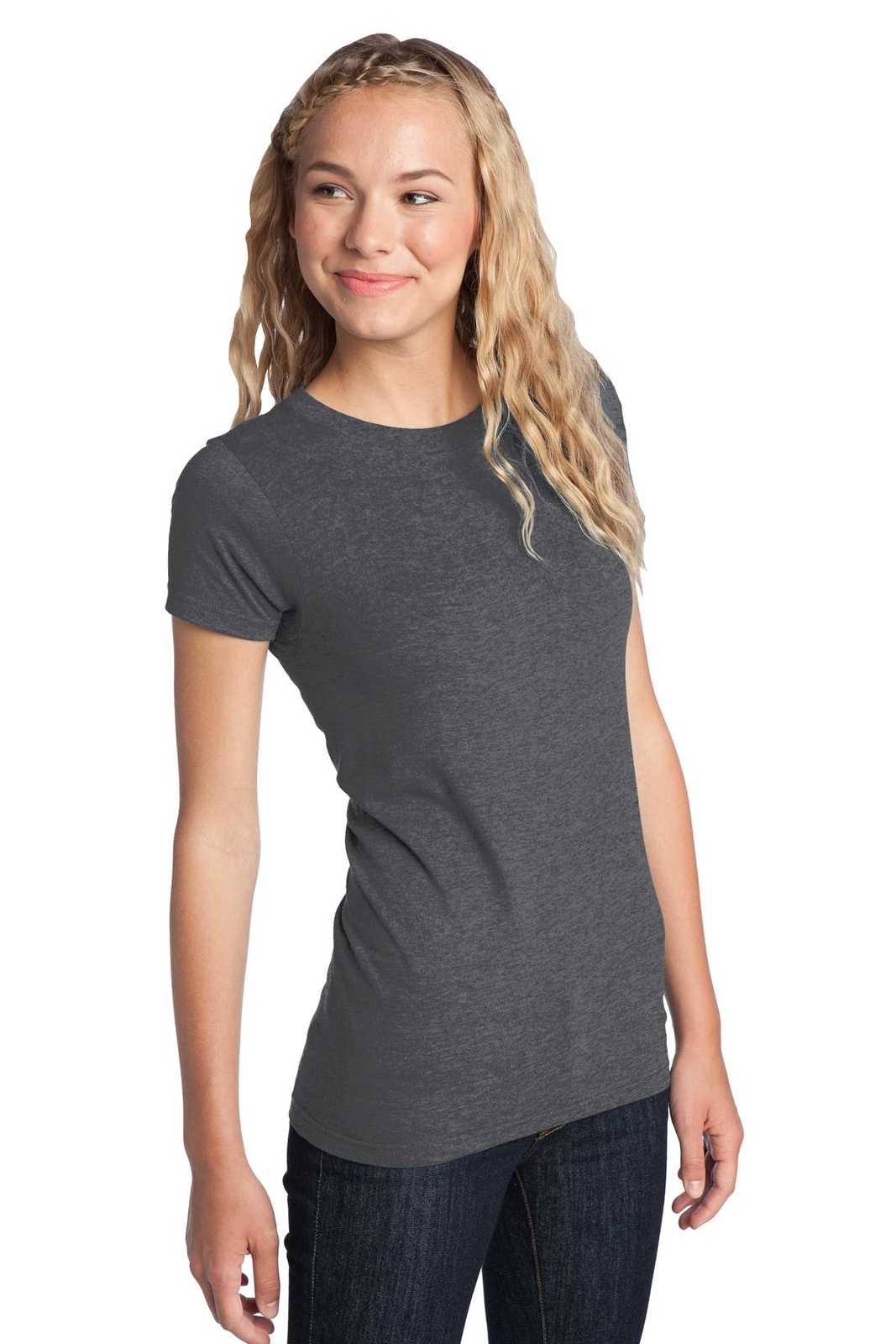 District DT5001 Women&#39;s Fitted The Concert Tee - Heathered Charcoal - HIT a Double - 4