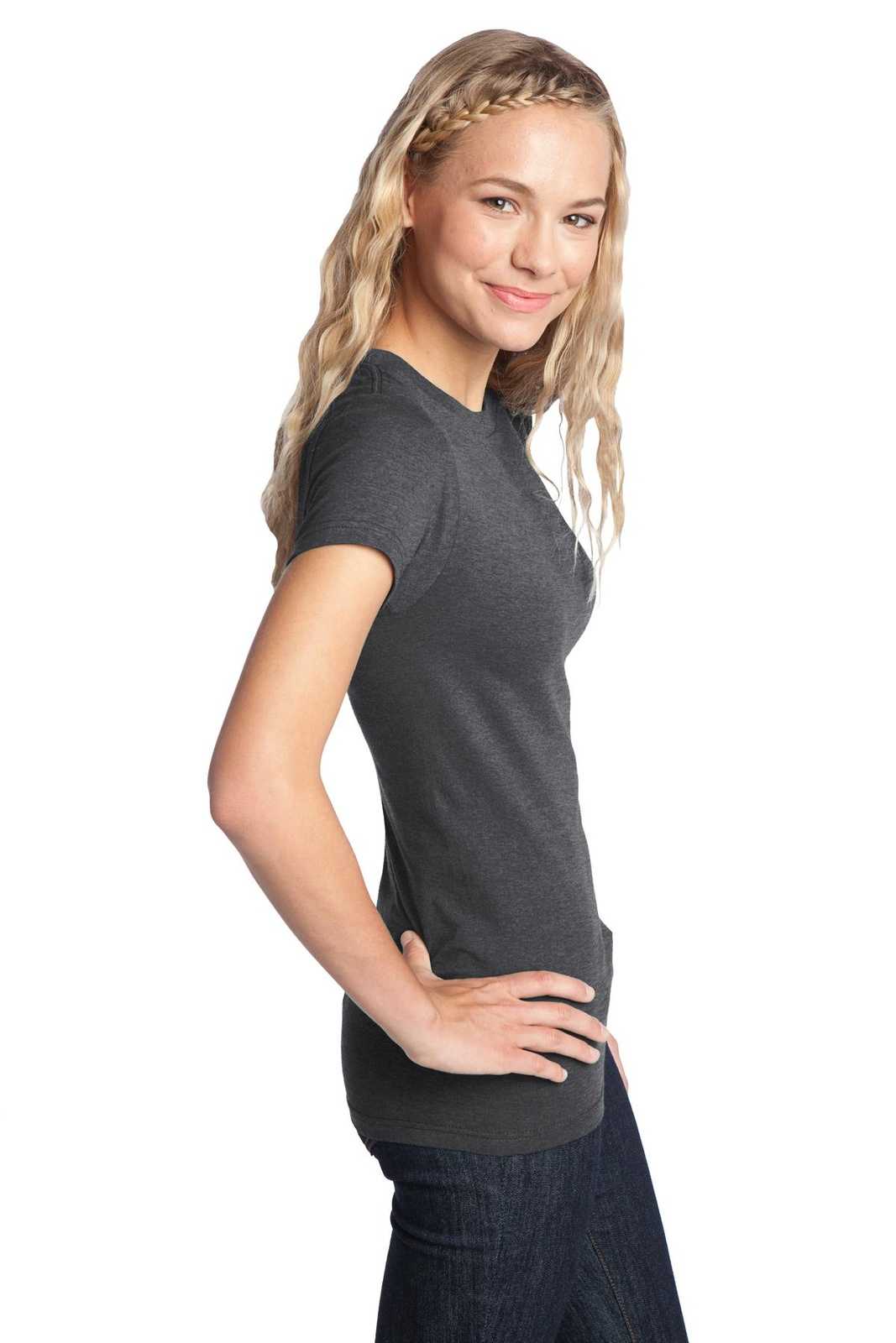 District DT5001 Women&#39;s Fitted The Concert Tee - Heathered Charcoal - HIT a Double - 3