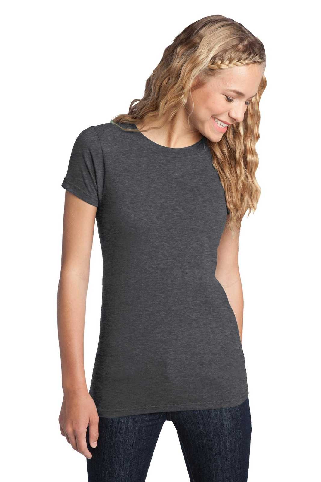 District DT5001 Women's Fitted The Concert Tee - Heathered Charcoal - HIT a Double - 1