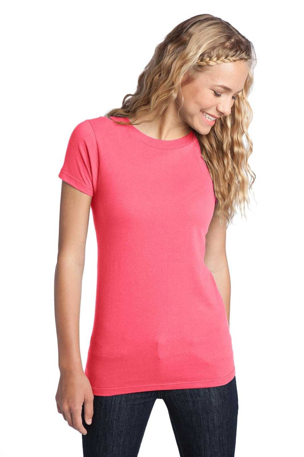 District DT5001 Women&#39;s Fitted The Concert Tee - Neon Pink - HIT a Double - 1