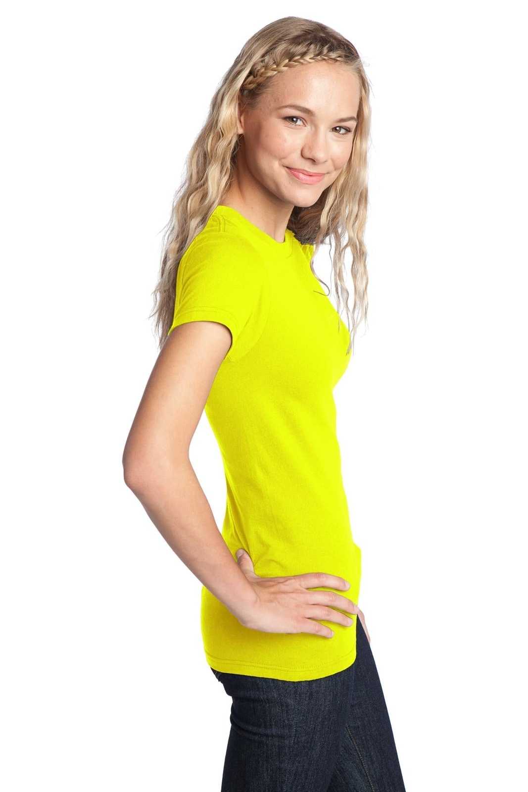 District DT5001 Women&#39;s Fitted The Concert Tee - Neon Yellow - HIT a Double - 3