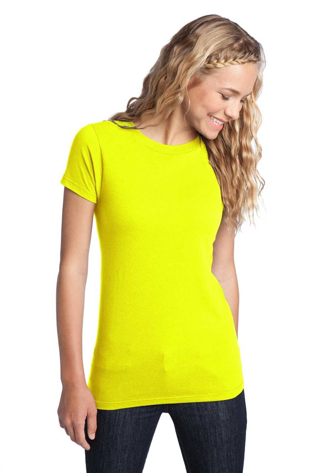 District DT5001 Women's Fitted The Concert Tee - Neon Yellow - HIT a Double - 1