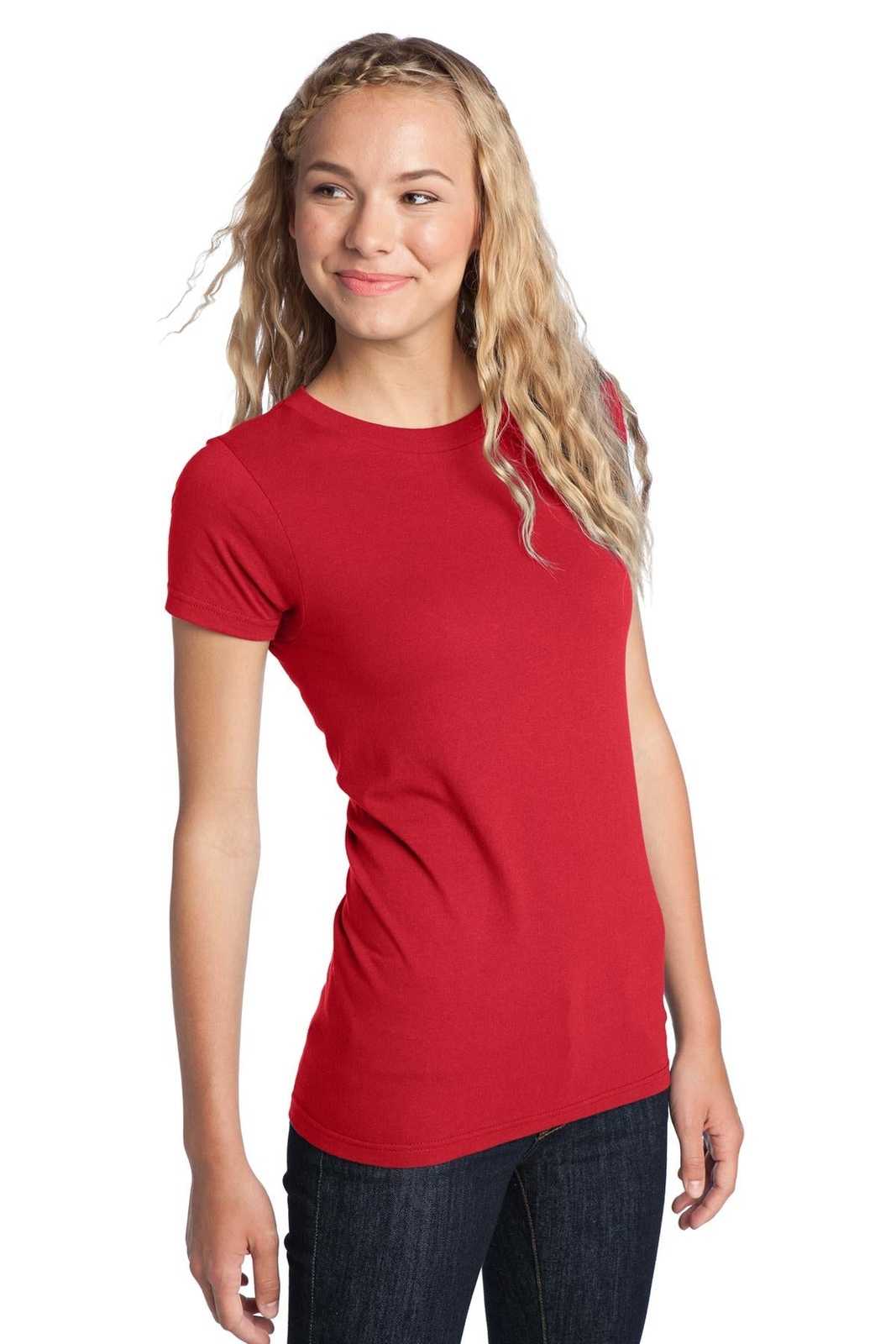 District DT5001 Women&#39;s Fitted The Concert Tee - New Red - HIT a Double - 4