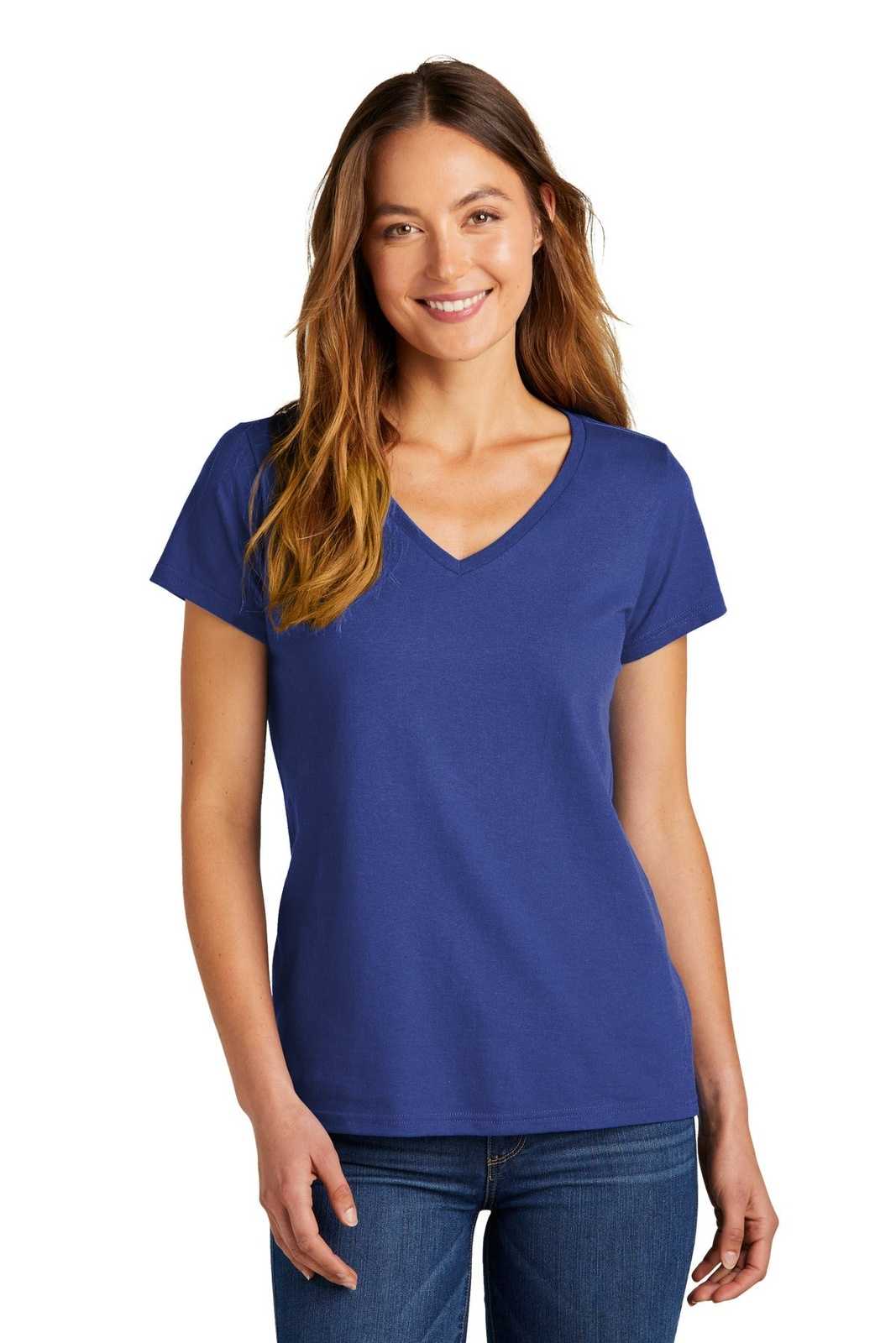 District DT5002 Women's The Concert Tee V-Neck - Deep Royal - HIT a Double - 1
