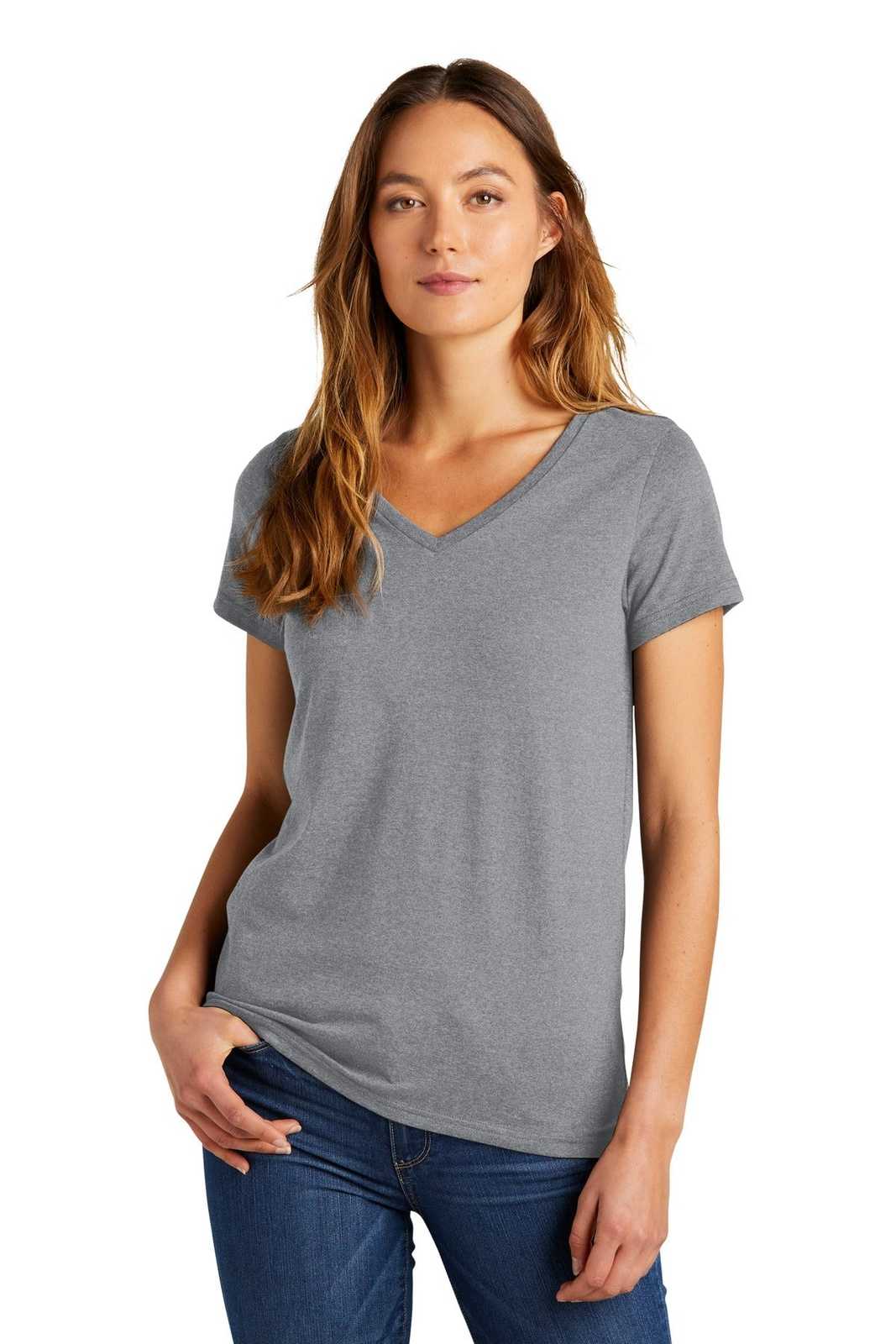 District DT5002 Women&#39;s The Concert Tee V-Neck - Heather Grey - HIT a Double - 1
