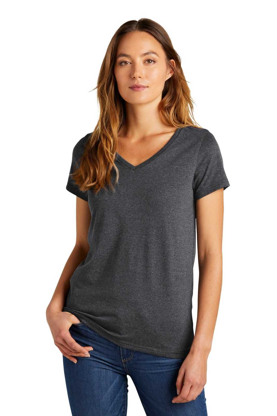 District DT5002 Women's The Concert Tee V-Neck - Heathered Charcoal - HIT a Double - 1