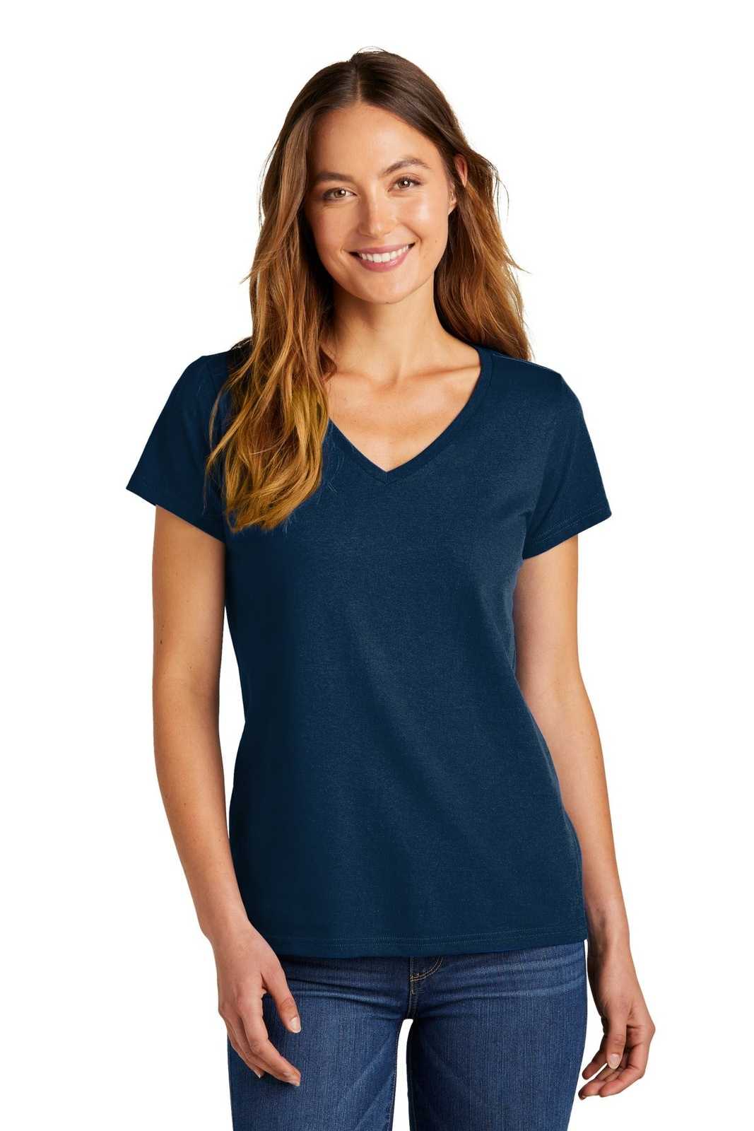 District DT5002 Women's The Concert Tee V-Neck - New Navy - HIT a Double - 1