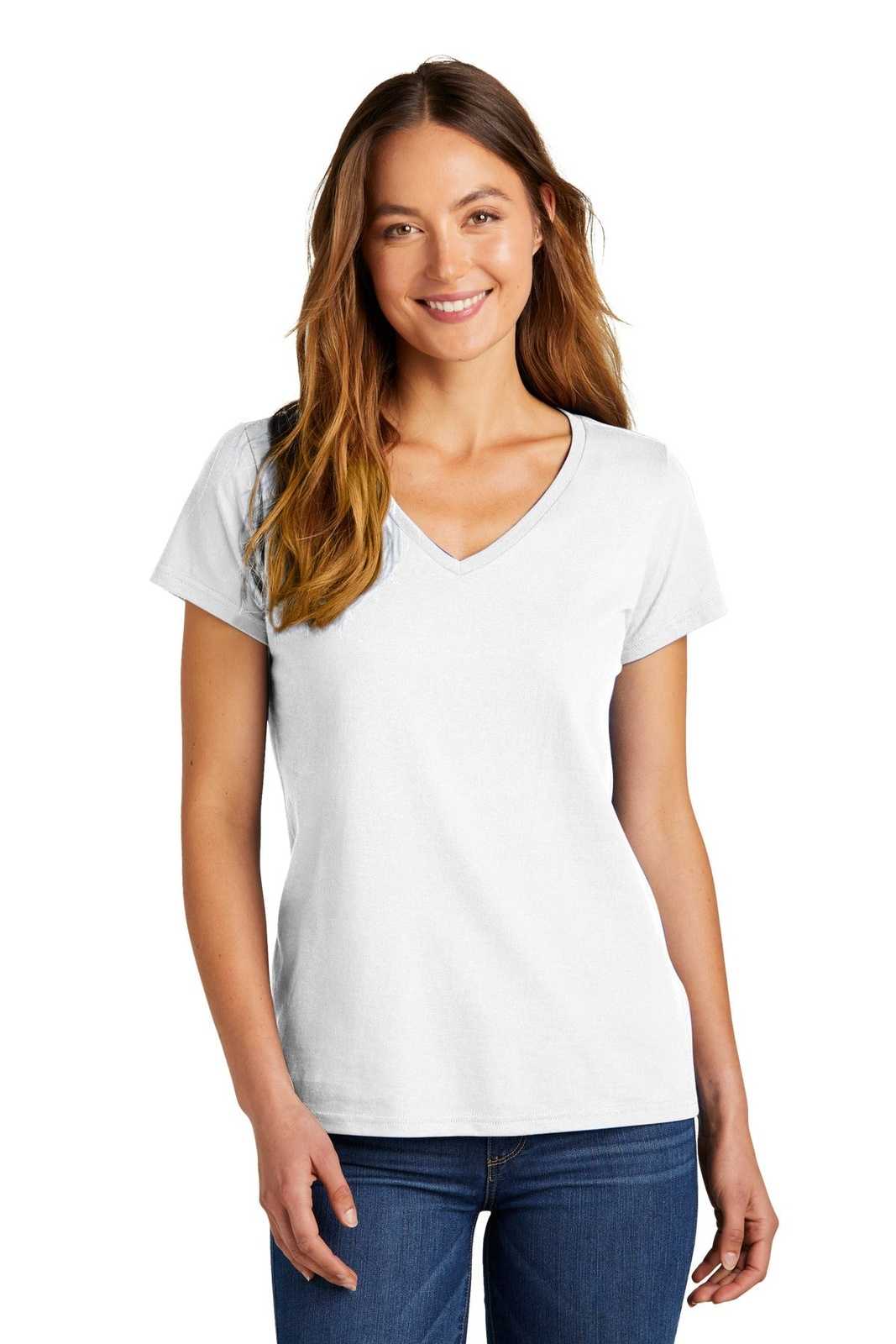 District DT5002 Women&#39;s The Concert Tee V-Neck - White - HIT a Double - 1