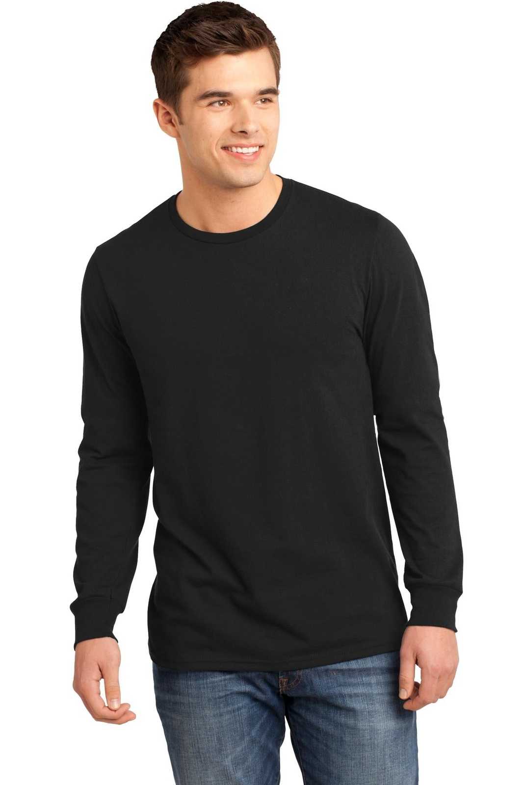 District DT5200 Young Mens The Concert Tee Long Sleeve - Black - HIT a Double - 1