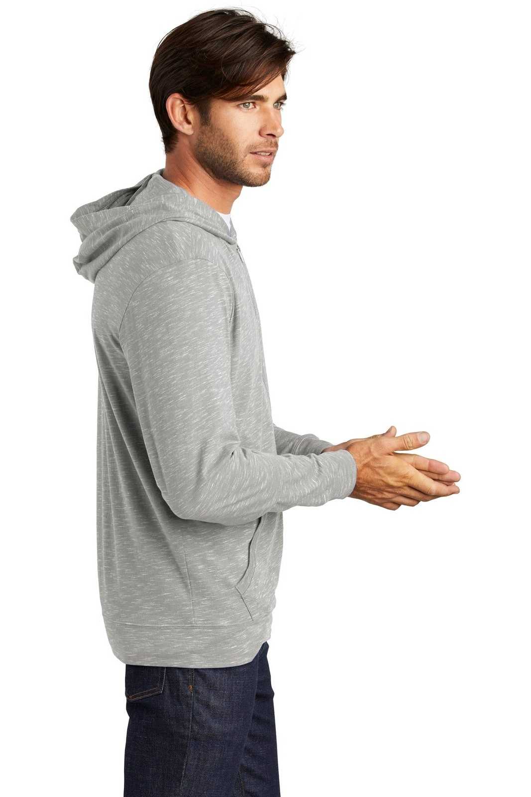District DT565 Medal Full-Zip Hoodie - Light Gray - HIT a Double - 3