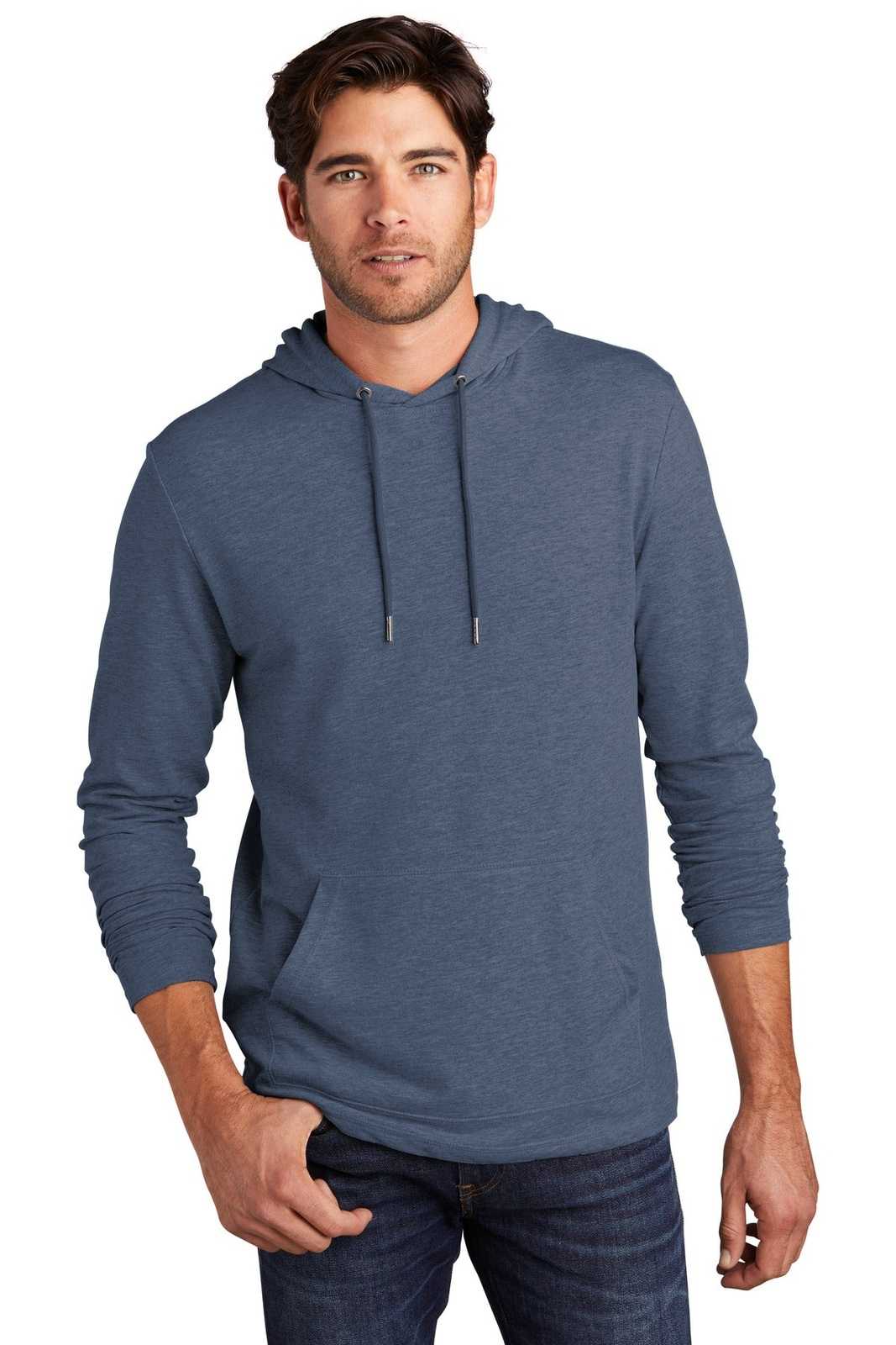 District DT571 Featherweight French Terry Hoodie - Washed Indigo - HIT a Double - 1