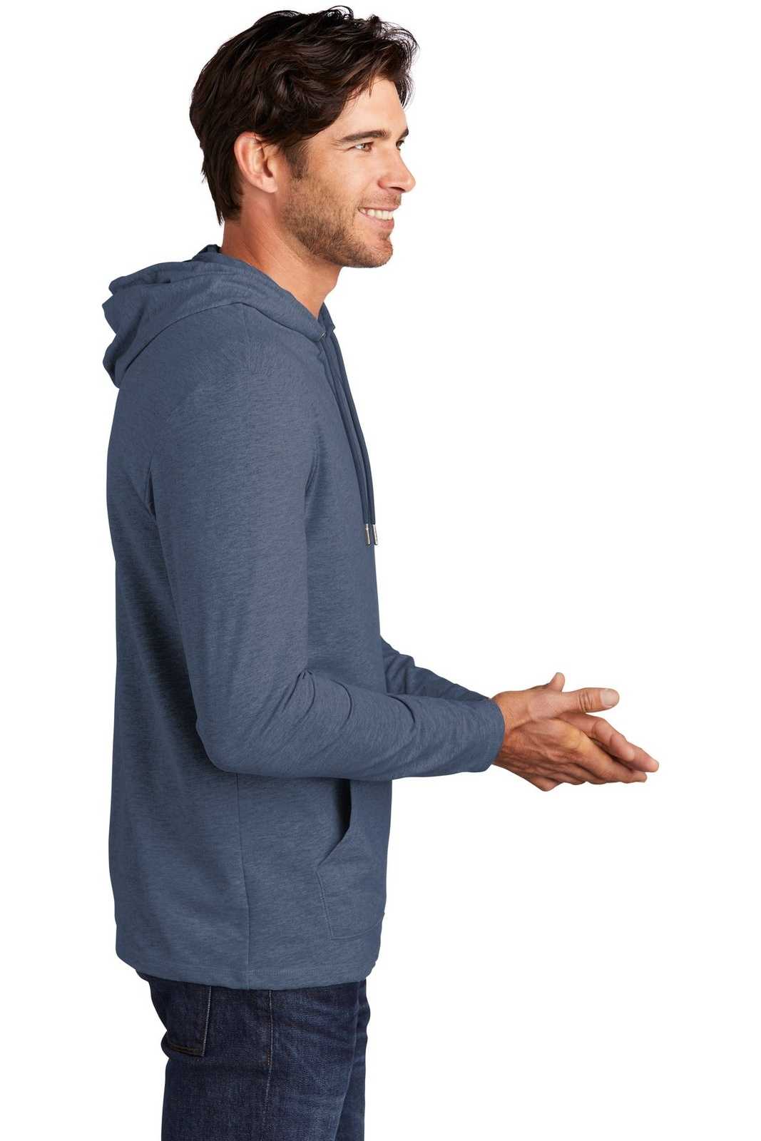 District DT571 Featherweight French Terry Hoodie - Washed Indigo - HIT a Double - 3