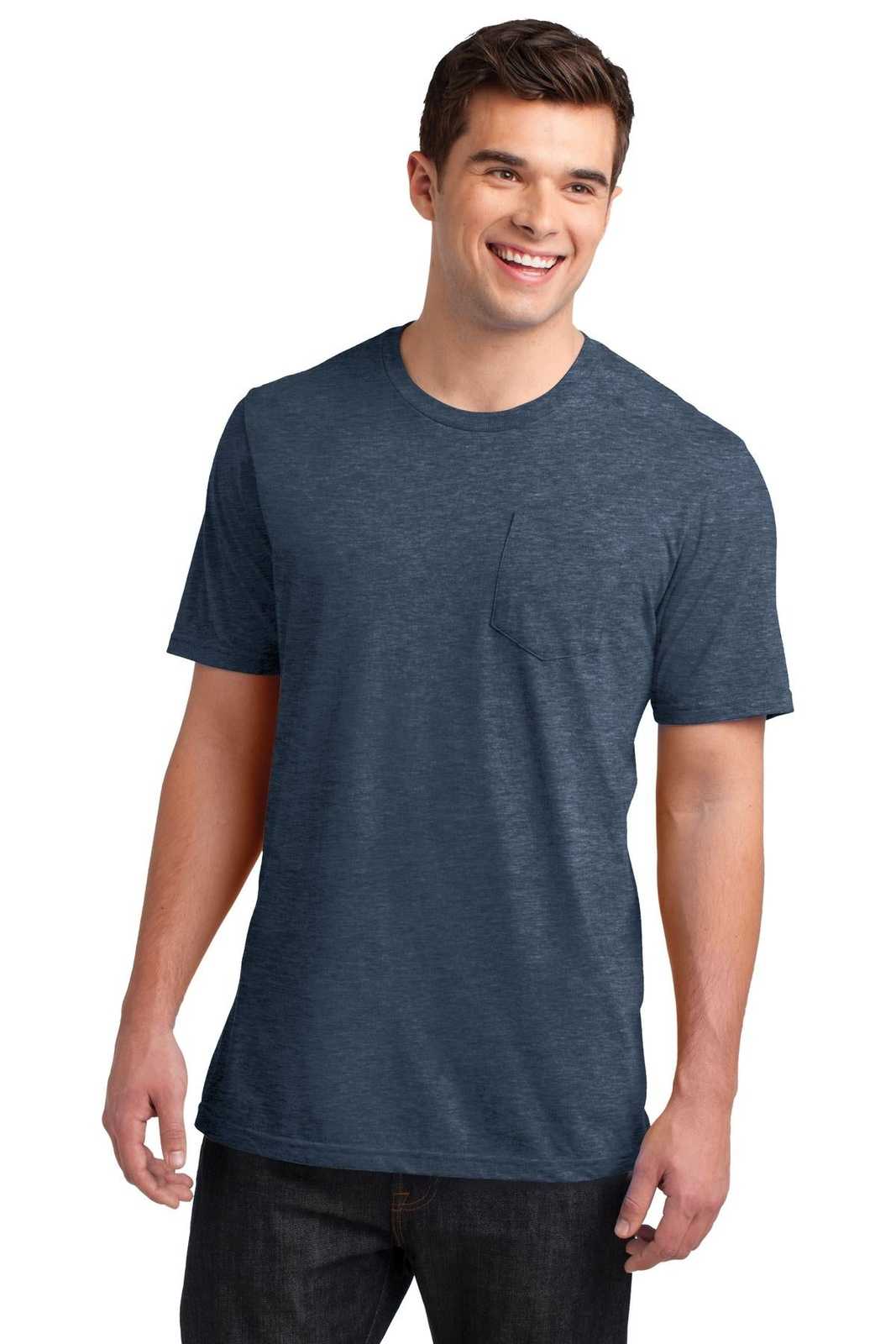 District DT6000P Very Important Tee with Pocket - Heathered Navy - HIT a Double - 1