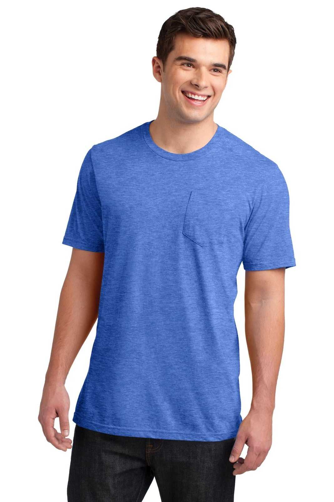 District DT6000P Very Important Tee with Pocket - Heathered Royal - HIT a Double - 1