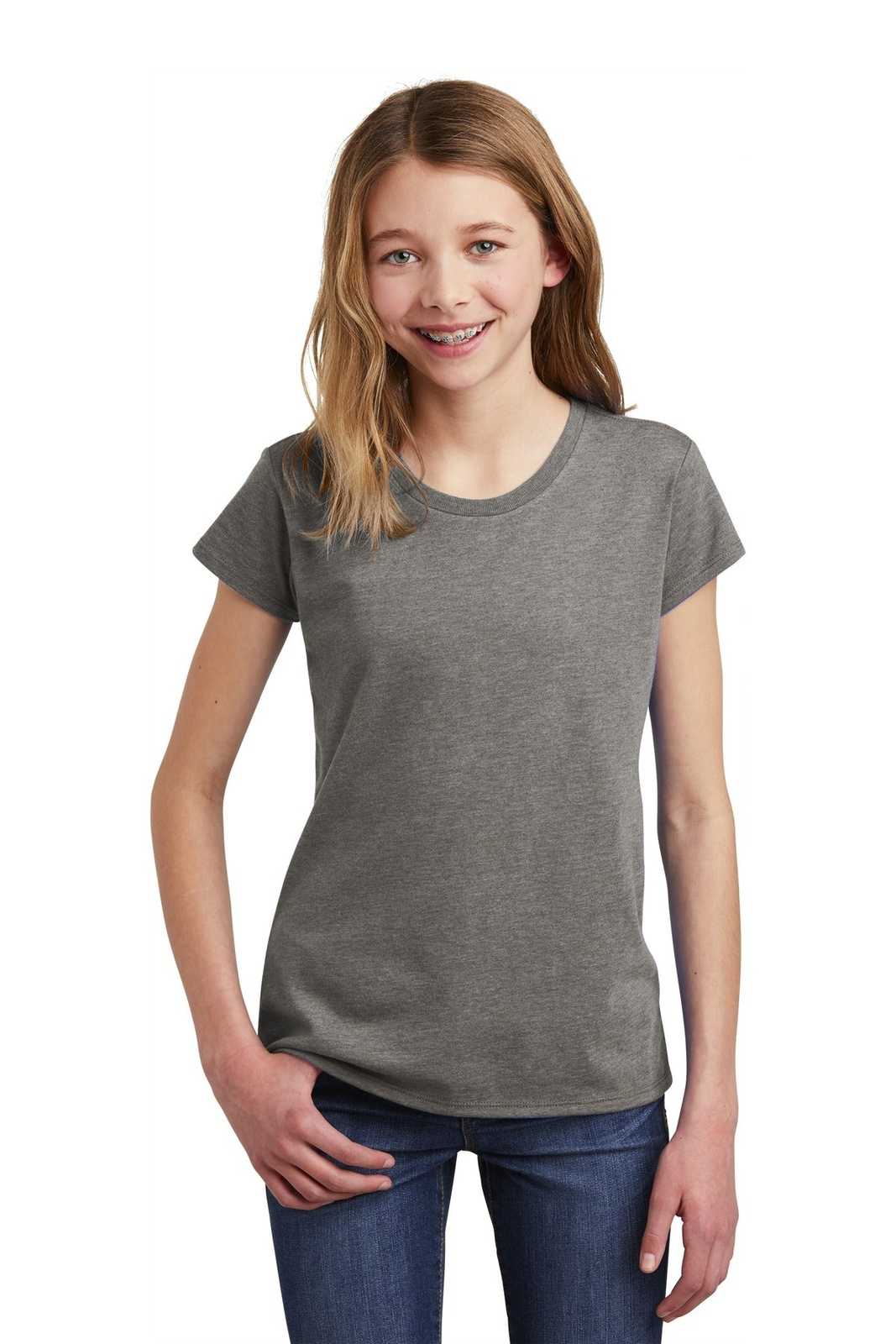 District DT6001YG Girls Very Important Tee - Gray Frost - HIT a Double - 1