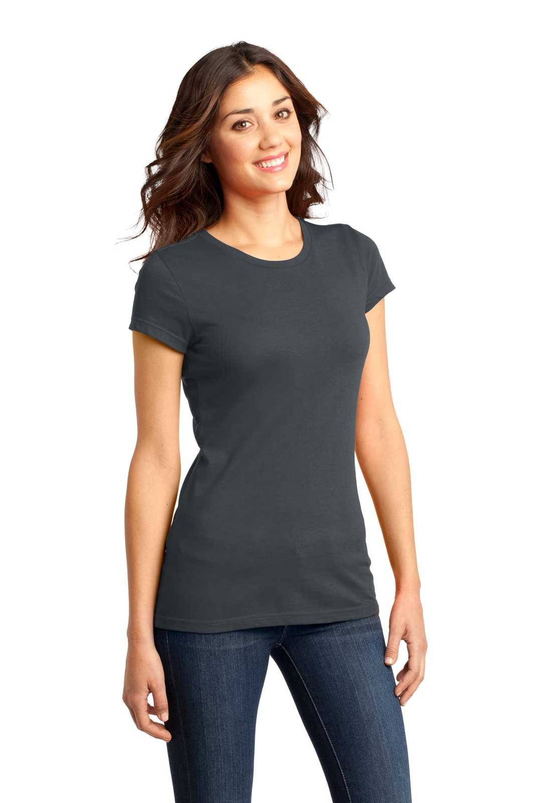 District DT6001 Women&#39;s Fitted Very Important Tee - Charcoal - HIT a Double - 4