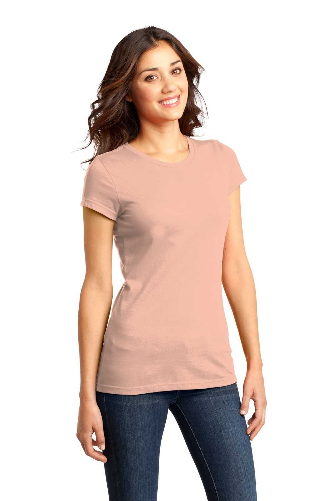 District DT6001 Women&#39;s Fitted Very Important Tee - Dusty Peach - HIT a Double - 4