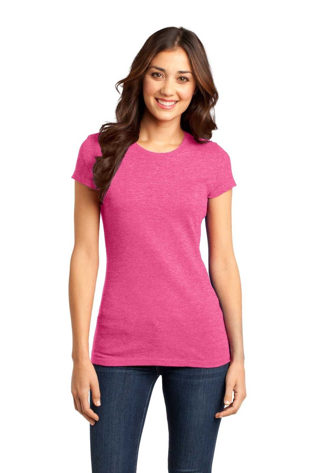 District DT6001 Women's Fitted Very Important Tee - Fuchsia Frost - HIT a Double - 1