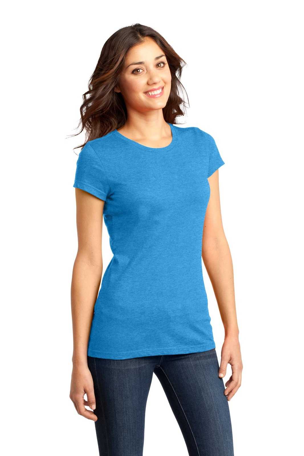 District DT6001 Women&#39;s Fitted Very Important Tee - Heathered Bright Turquoise - HIT a Double - 4