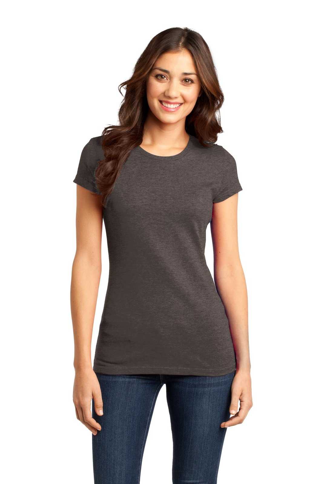District DT6001 Women's Fitted Very Important Tee - Heathered Brown - HIT a Double - 1
