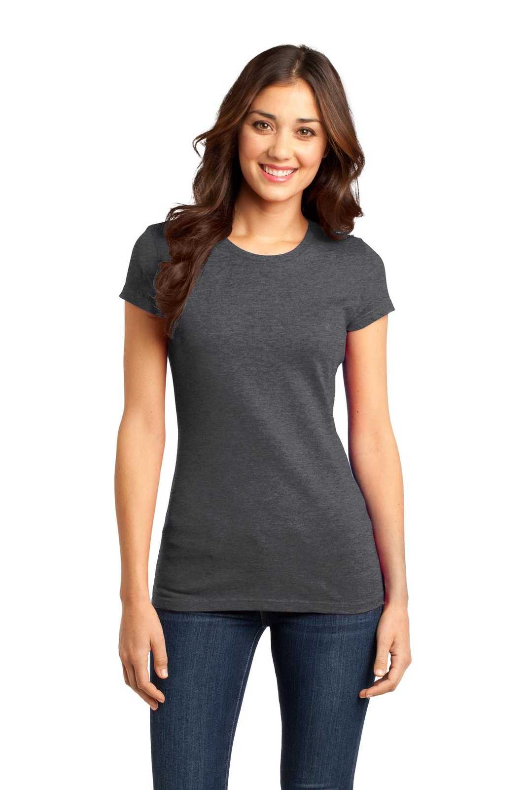 District DT6001 Women&#39;s Fitted Very Important Tee - Heathered Charcoal - HIT a Double - 1