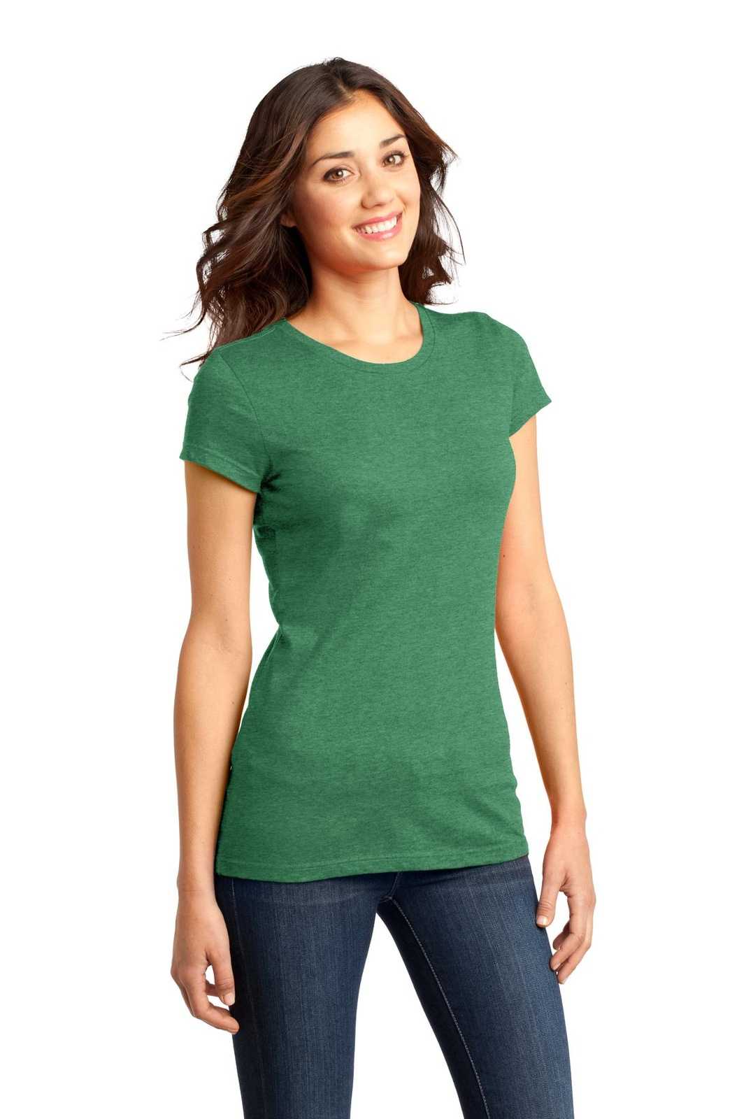 District DT6001 Women&#39;s Fitted Very Important Tee - Heathered Kelly Green - HIT a Double - 4