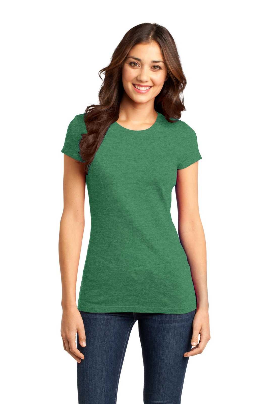 District DT6001 Women's Fitted Very Important Tee - Heathered Kelly Green - HIT a Double - 1
