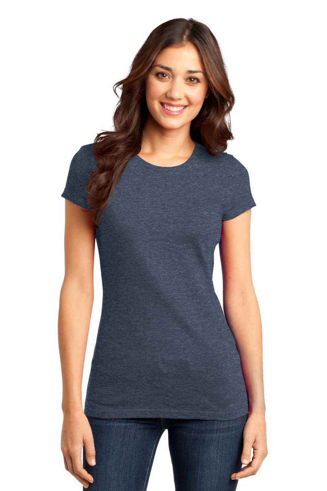 District DT6001 Women&#39;s Fitted Very Important Tee - Heathered Navy - HIT a Double - 1