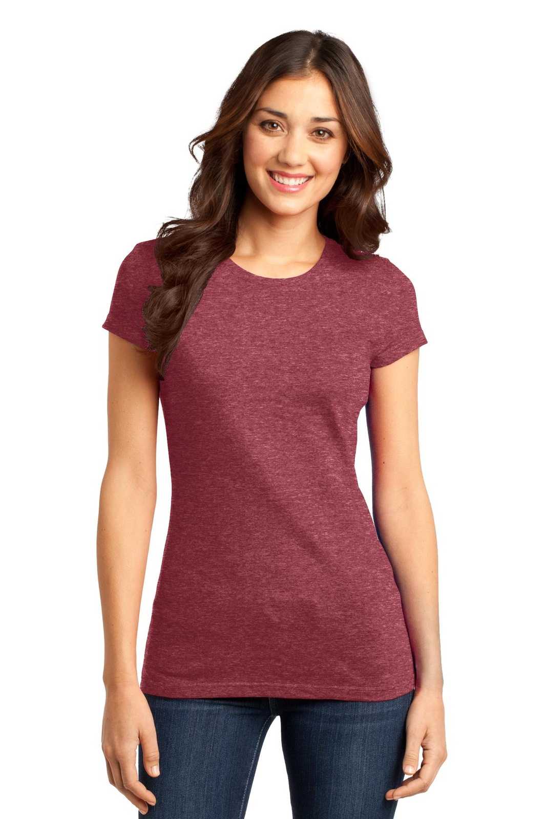 District DT6001 Women's Fitted Very Important Tee - Heathered Red - HIT a Double - 1