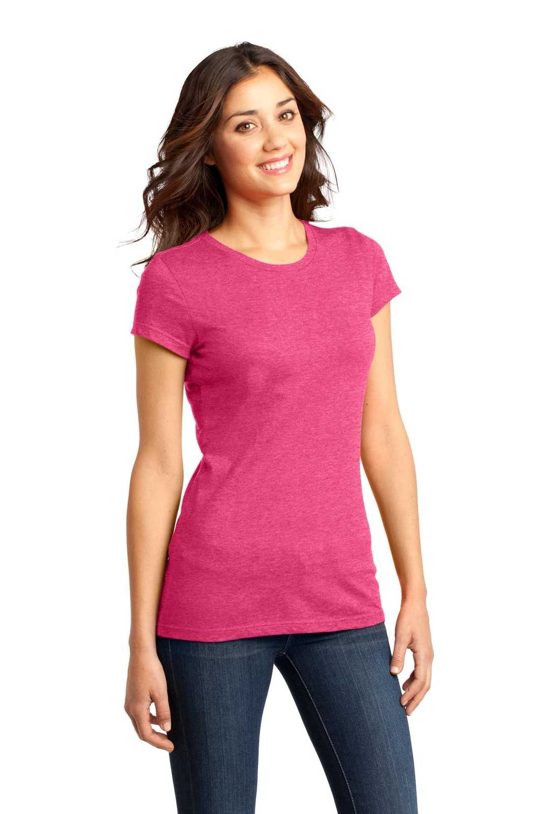District DT6001 Women&#39;s Fitted Very Important Tee - Heathered Watermelon - HIT a Double - 4