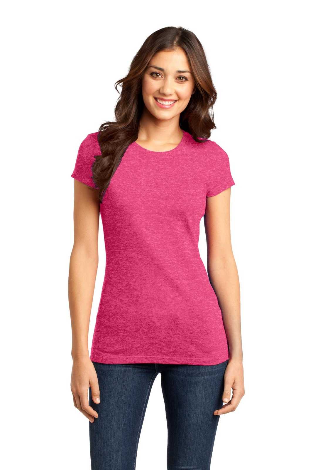 District DT6001 Women&#39;s Fitted Very Important Tee - Heathered Watermelon - HIT a Double - 1